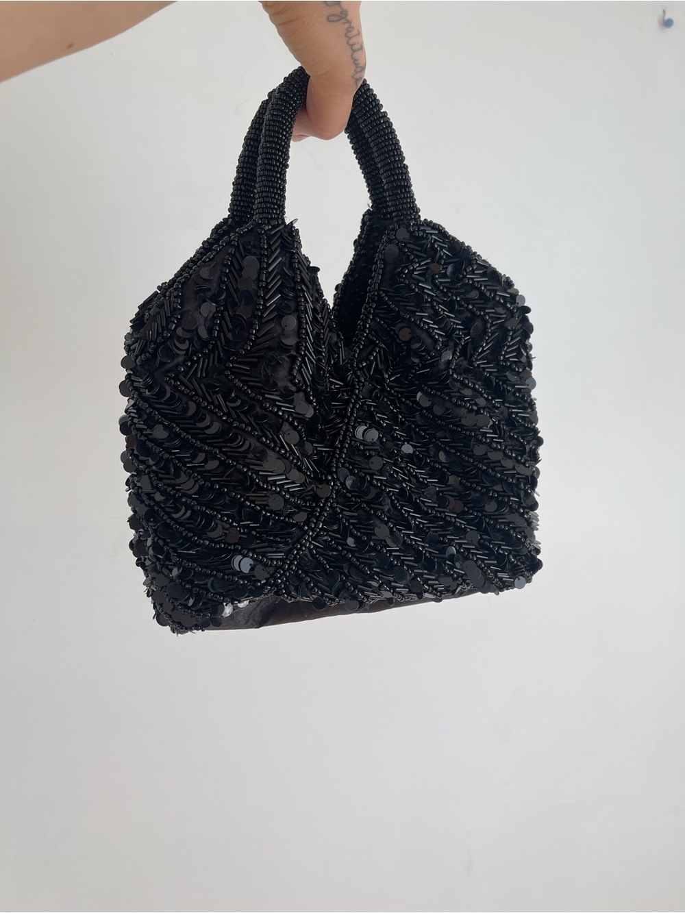 Beaded Black Evening Tote - Women Bags